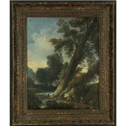 OIL MANNER OF JAN FRANS VAN BLOEMAN FIGURES STREAM