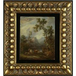 OIL SAMUEL WILLIAMSON LANDSCAPE COWS