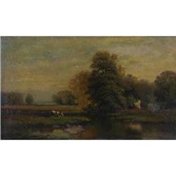OIL H.W. WHINTON RURAL LANDSCAPE ANTIQUE