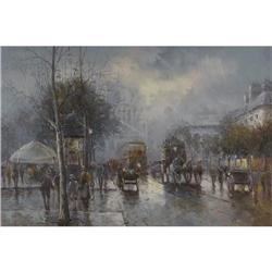 OIL JOHNNY GASTON PARISIAN STREET SCENE