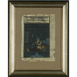 AFGHAN PAINTING LATE MUGHAL COURTING SCENE