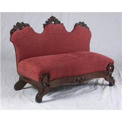 CIRCA 1860 VICTORIAN ROCOCO CARVED WALNUT SETTEE