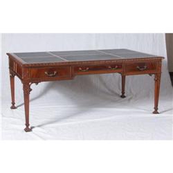 CHIPPENDALE STYLE MAHOGANY PARTNER'S DESK