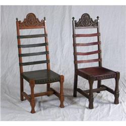 PAIR SPANISH COLONIAL STYLE OAK SIDE CHAIRS