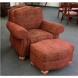 ETHAN ALLEN TRADITIONAL EASY CHAIR AND OTTOMAN