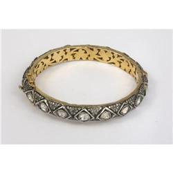 ROSE CUT DIAMOND, GOLD AND SILVER BRACELET