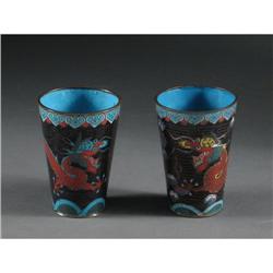 DRAGON CLOISONNE RICE WINE GLASSES