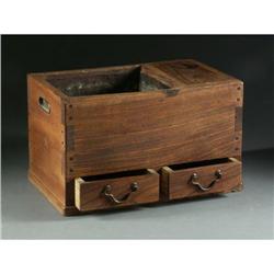 JAPANESE ELMWOOD MEIJI TABAKO-BON TOBACCO BOX