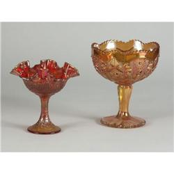 IMPERIAL AND FENTON CARNIVAL GLASS COMPOTES