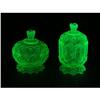Image 1 : TWO GREEN VASELINE GLASS COMPOTES/JARS W LIDS