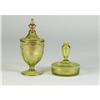 Image 2 : TWO VASELINE GLASS VANITY JARS