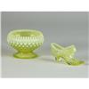 Image 2 : TWO OPALESCENT VASELINE GLASS PIECES SHOE & CANDLE