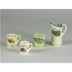 FOUR PIECES SOUVENIR CUSTARD GLASS