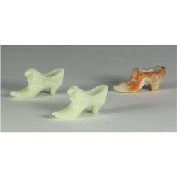 THREE GLASS SHOE/SLIPPERS CUSTARD GLASS
