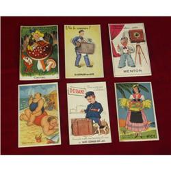 6 VINTAGE FRENCH POSTCARDS, 5 POP-UP