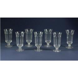 Seven flared vintage clear glass parfait/ice cream soda sundae glasses