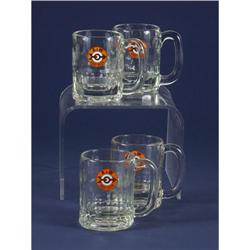FOUR A&W BULL'S EYE ARROW GLASS LOGO MUGS