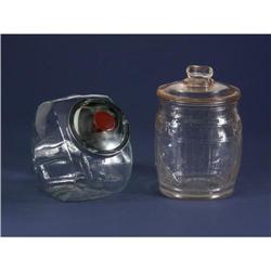 PALE PINK PLANTER'S PEANUTS JAR AND COOKIE JAR