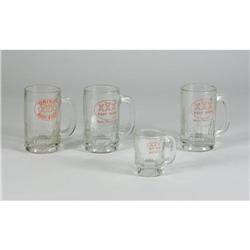 FOUR VINTAGE XXX GLASS ROOT BEER MUGS