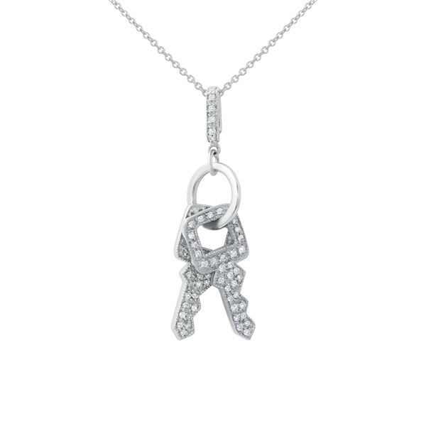 Natural 0.64 CTW Diamond Necklace 14K White Gold - REF-85M5F