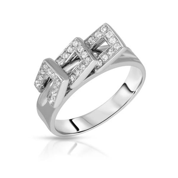 Natural 0.26 CTW Diamond Ring 18K White Gold - REF-64X8T