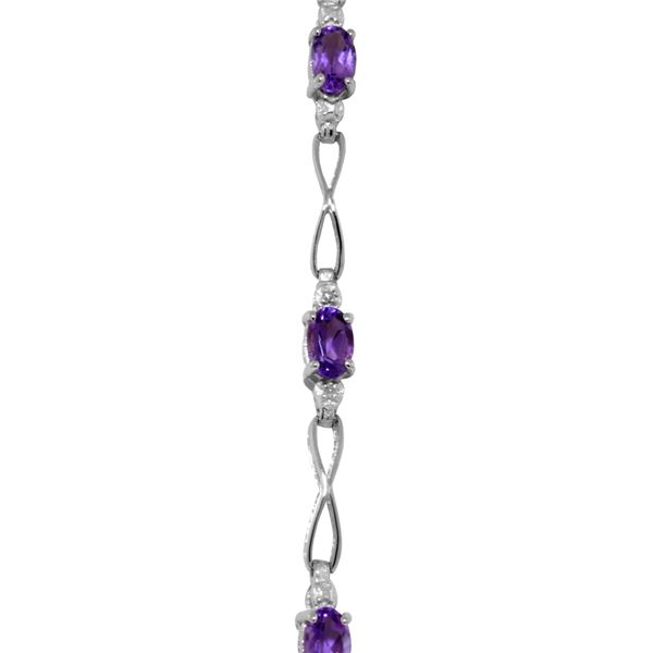 Genuine 1.16 ctw Amethyst & Diamond Bracelet 14KT White Gold - REF-62V3W