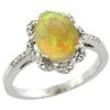 Image 1 : 1.41 CTW Ethiopian Opal & Diamond Ring 14K White Gold - REF-51M5K