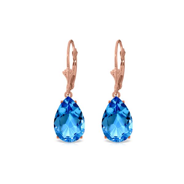 Genuine 13 ctw Blue Topaz Earrings 14KT Rose Gold - REF-48K4V