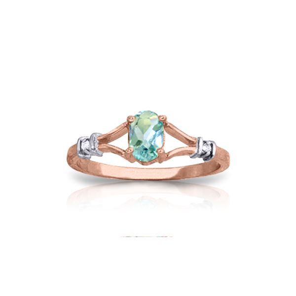 Genuine 0.46 ctw Blue Topaz & Diamond Ring 14KT Rose Gold - REF-27T2A