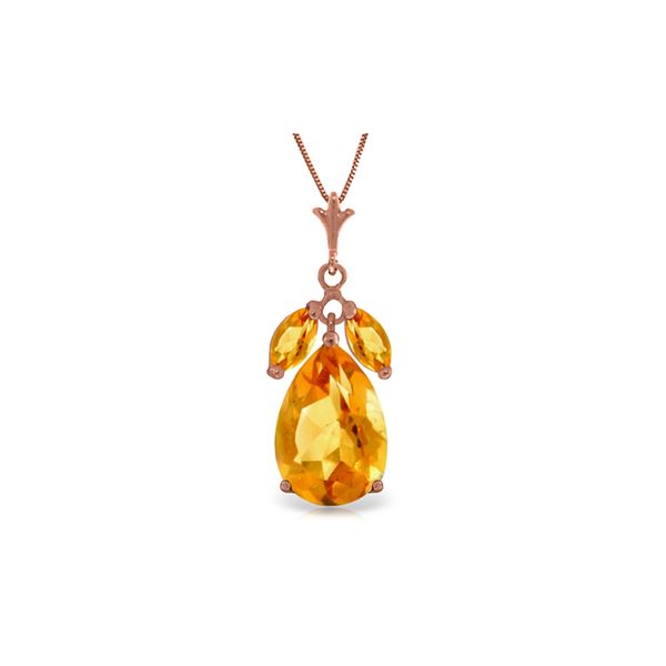 Genuine 6.5 ctw Citrine Necklace 14KT Rose Gold - REF-34A6K