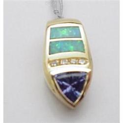 Opal, Tanzanite & Diamond Slide Pendant