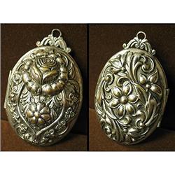 Floral silver plate locket