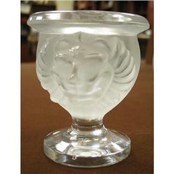 Lalique Crystal Lion Pedestal Cigarette Holder