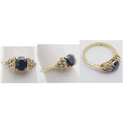 Blue Sapphire and Diamond Ring