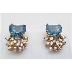 Blue topaz and diamond earrings