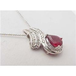 Blood Red Ruby & Diamond Pendant