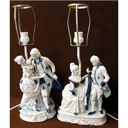 Ceramic figurines wired for lighting