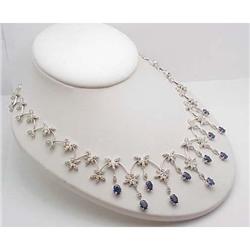 Blue Sapphire & Diamond Necklace