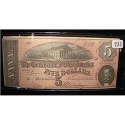 1864 $5 Conf. States of Am. Note CU
