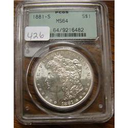 1881-S Morgan Silver Dollar PCGS MS64