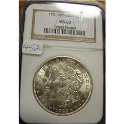 1921 Morgan Silver Dollar NGC MS63