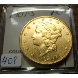 1907-S $20.00 Liberty AU