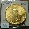 Image 1 : 1924 $20.00 Saint Gaudens BU