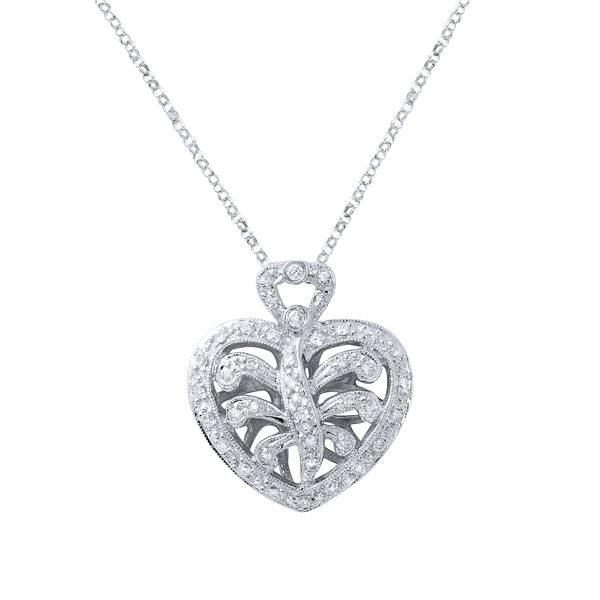 Natural 0.30 CTW Diamond & Pendant 18K White Gold - REF-96M3F