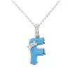Image 1 : Natural 1.57 CTW Turquoise & Diamond Necklace 14K White Gold - REF-27M9F