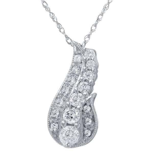 Natural 0.50 CTW Diamond Necklace 14K White Gold - REF-58Y5N