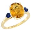 Image 1 : 2.64 CTW Quartz & Blue Sapphire Ring 14K Yellow Gold - REF-31H4M