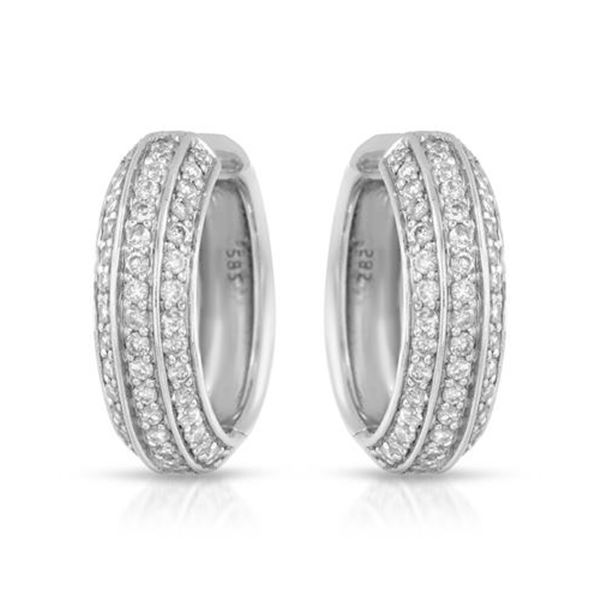 Natural 0.92 CTW Diamond Earrings 14K White Gold - REF-104R4K