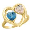 Image 1 : 1.91 CTW Diamond, London Blue Topaz & Morganite Ring 14K Yellow Gold - REF-36X9M