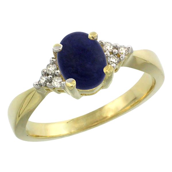 0.81 CTW Lapis Lazuli & Diamond Ring 10K Yellow Gold - REF-27R5H